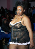 Plus size lingerie black babydoll with pink trim